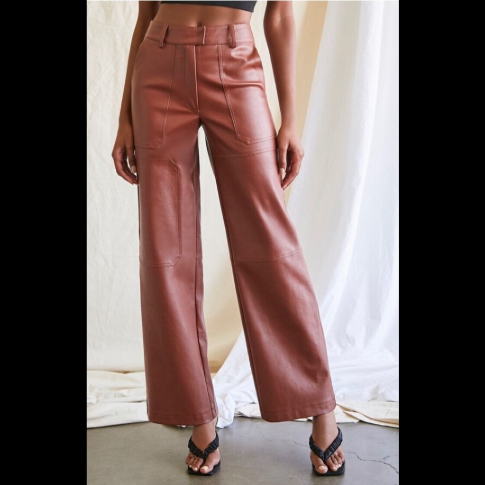 NWT Forever 21 Coated Straight-Leg Utility Pants
